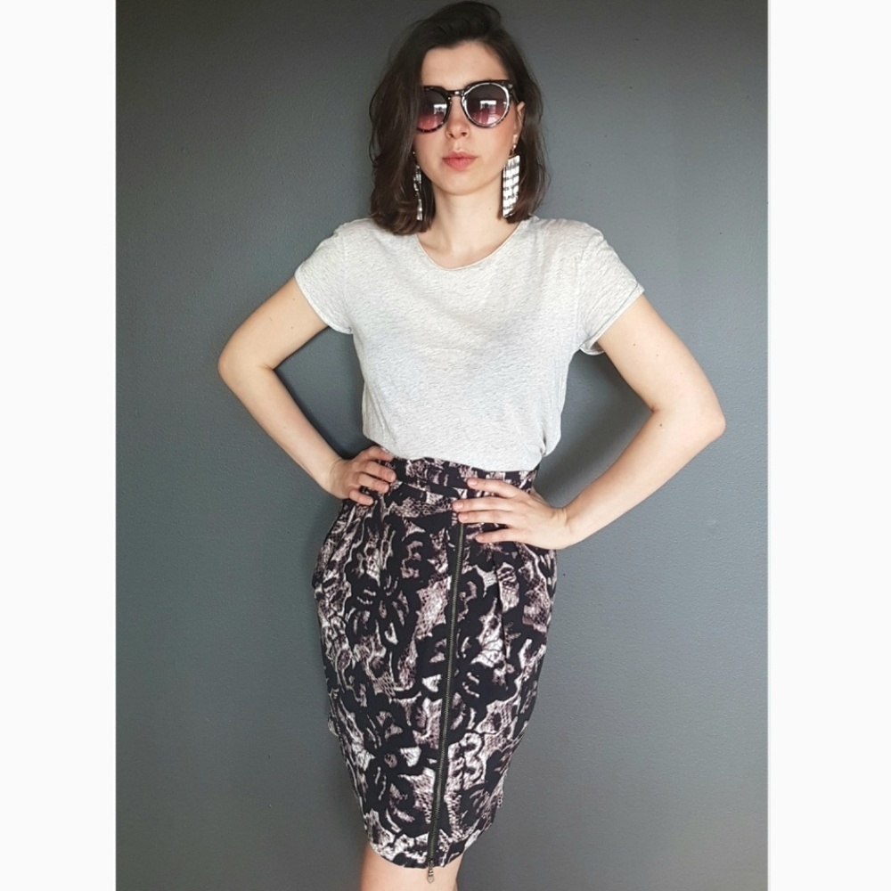 Banana Republic Print Skirt with Front Zip